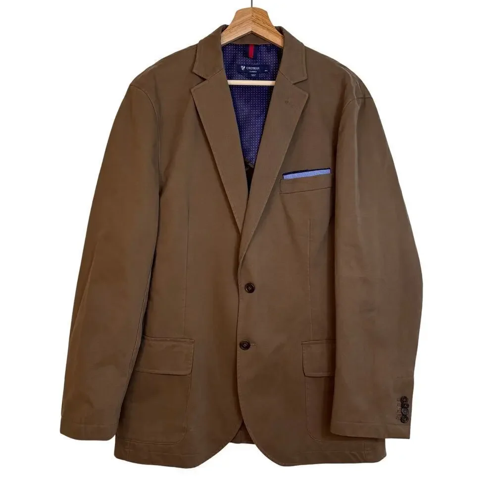 Cremieux Classic Sport Coat Blazer size Large Chocolate Brown Cotton Breathable
